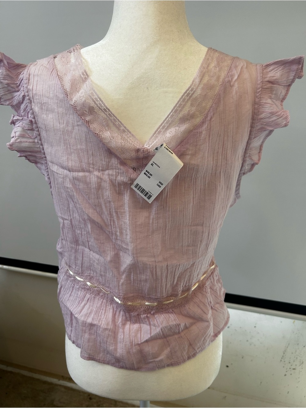 Kimchi Blue Light Mauve V-Neck Ruffle Peplum Top - Picture 2 of 4